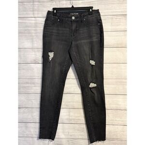 Maurices Womens Black Distressed Skinny Jeans Size M Stretch Denim